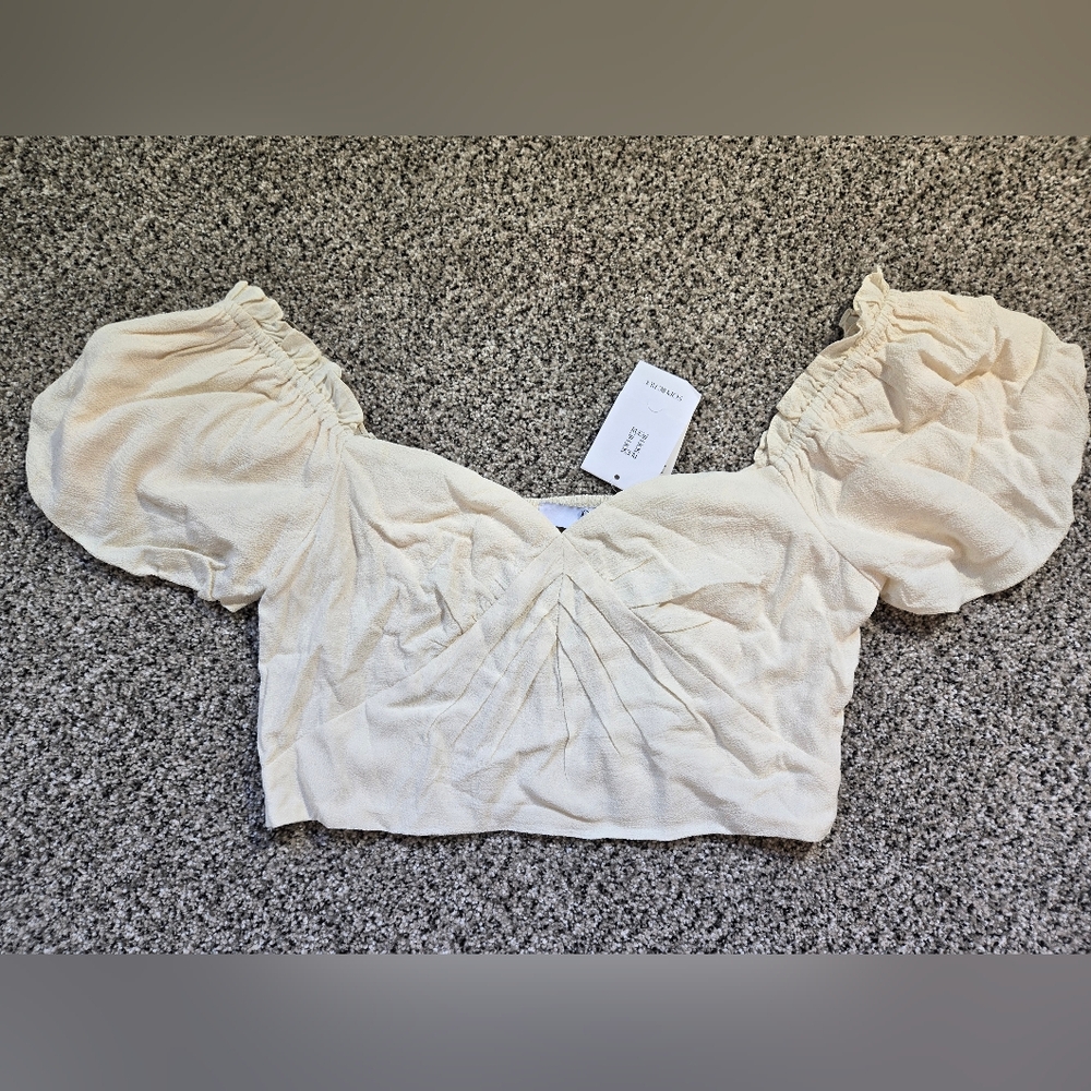 Sophie Rue Puff Sleeve Women's Top Size M in Cream